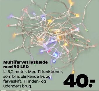 Multifarvet lyskæde med 50 LED