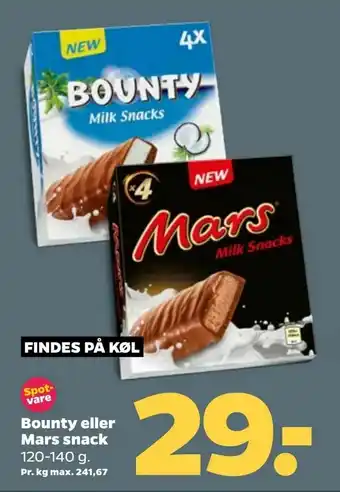 Netto Bounty eller Mars snack tilbud