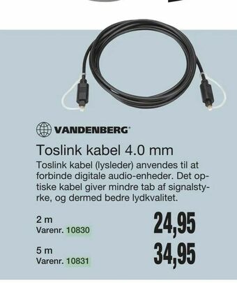 Harald Nyborg Toslink kabel 4,0 mm tilbud
