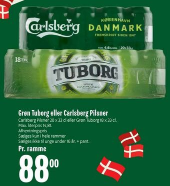 Min Købmand Grøn Tuborg eller Carlsberg Pilsner tilbud