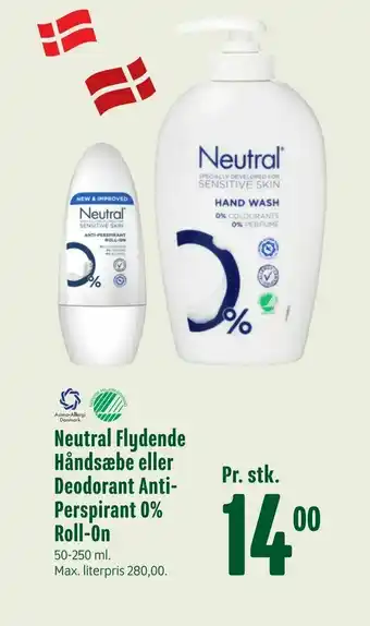 Min Købmand Neutral Flydende Håndsæbe eller Deodorant Anti- Perspirant 0% Roll-On tilbud