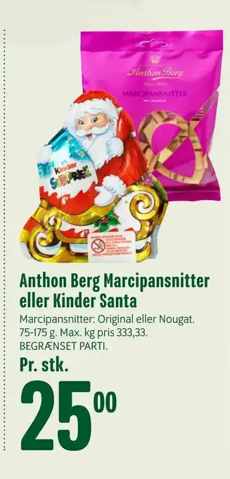 Min Købmand Anthon Berg Marcipansnitter eller Kinder Santa tilbud
