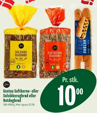 Min Købmand Gestus Softkerne- eller Solsikkerugbrød eller Hotdogbrød tilbud