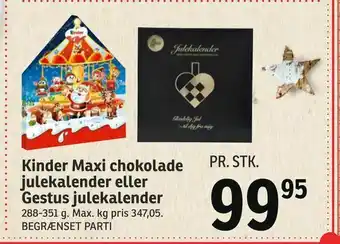 Kinder Maxi chokolade julekalender eller Gestus julekalender