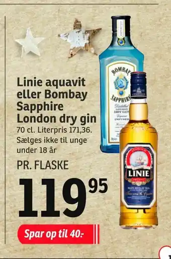 Linie aquavit eller Bombay Sapphire London dry gin