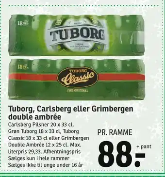 SPAR Tuborg, Carlsberg eller Grimbergen double ambrée tilbud