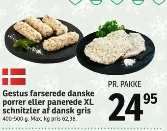 SPAR Gestus farserede danske porrer eller panerede XL schnitzler af dansk gris tilbud