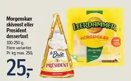 Føtex Morgenskær skiveost eller President dessertost tilbud