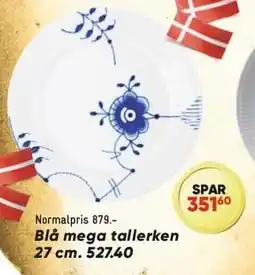 Bilka Blå mega tallerken 27 cm tilbud
