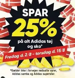 Bilka SpAr 25% på alt Adidas tøj og sko tilbud