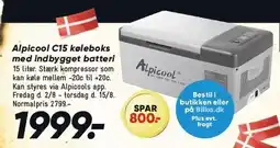 Bilka Alpicool C15 køleboks med indbygget batteri tilbud