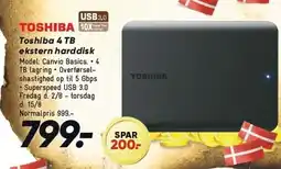 Bilka Toshiba 4 TB ekstern harddisk tilbud