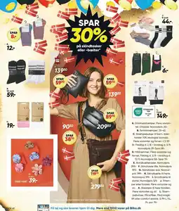 Bilka Glimmerstrømper, Tennisstrømper, Strømpebukser til børn, Hårklemmer, Skindbæltetaske, Skindtaske lille, Skindtaske stor, Skin tilbud