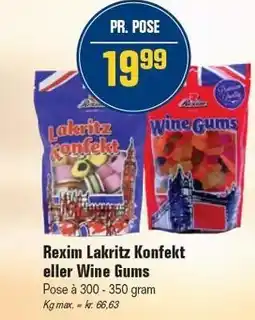 Otto Duborg Rexim Lakritz Konfekt eller Wine Gums tilbud
