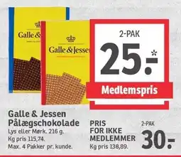 SPAR Galle & Jessen Pålægschokolade tilbud