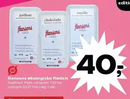 Kvickly Hansens økologiske flødeis tilbud