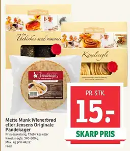 SPAR Mette Munk Wienerbrød eller Jensens Originale Pandekager tilbud