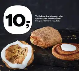 Kvickly Tebirkes, kanelsnegl eller spandauer med creme tilbud
