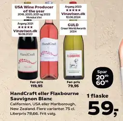 Kvickly HandCraft eller Flaxbourne Sauvignon Blanc tilbud