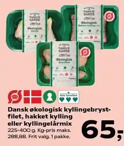 Kvickly Dansk økologisk kyllingebrystfilet, hakket kylling eller kyllingelårmix tilbud