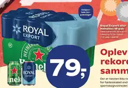 Kvickly Royal Export eller Heineken 18-pak tilbud