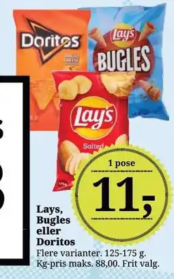 Dagli'Brugsen Lays, Bugles eller Doritos tilbud