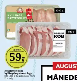Dagli'Brugsen Koteletter eller kyllingebryst med lage tilbud