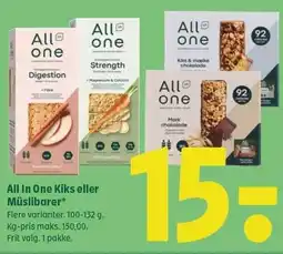 Coop 365 All In One Kiks eller Müslibar tilbud