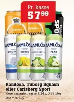 Poetzsch Padborg ramlösa, Tuborg Squash eller Carlsberg Sport tilbud