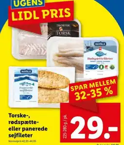 Lidl Torske-, rødspætte- eller panerede sejfileter tilbud