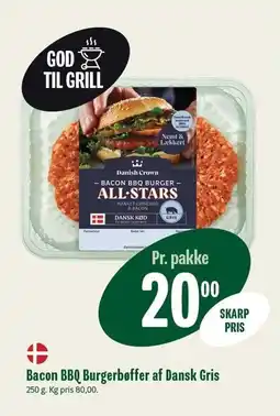 Min Købmand Bacon BBQ Burgerbøffer af Dansk Gris tilbud