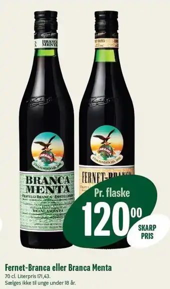 Min Købmand Fernet-Branca eller Branca Menta tilbud