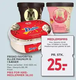 MENY FRISKO FAVORITES ELLER MAGNUM IS I BÆGER tilbud