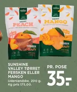 MENY SUNSHINE VALLEY TØRRET FERSKEN ELLER MANGO tilbud