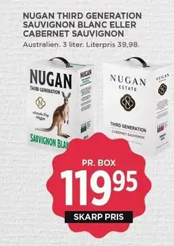 MENY NUGAN THIRD GENERATION SAUVIGNON BLANC ELLER CABERNET SAUVIGNON tilbud