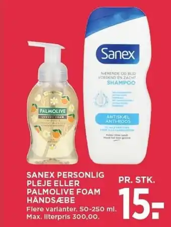 MENY SANEX PERSONLIG PLEJE ELLER PALMOLIVE FOAM HÅNDSÆBE tilbud