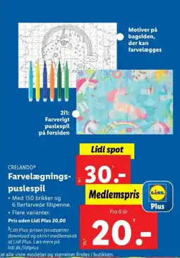 Lidl Farvelægnings- puslespil tilbud