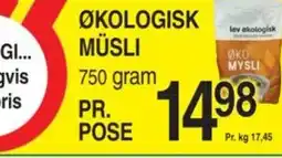 ABC Lavpris ØKOLOGISK MÜSLI 750 gram tilbud