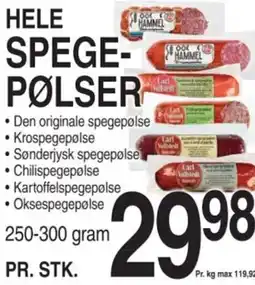 ABC Lavpris HELE SPEGE- PØLSER tilbud