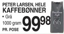 ABC Lavpris PETER LARSEN, HELE KAFFEBØNNER tilbud