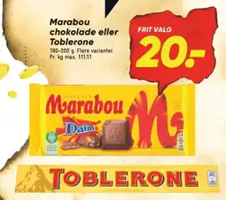 Bilka Marabou chokolade eller Toblerone tilbud