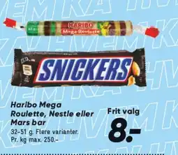 Bilka Haribo Mega Roulette, Nestle eller Mars bar tilbud