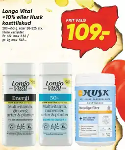 Bilka Longo Vital +10% eller Husk kosttilskud tilbud