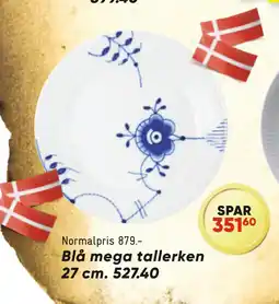 Blå mega tallerken 27 cm