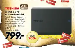 Bilka Toshiba 4 TB ekstern harddisk tilbud