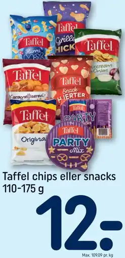 REMA 1000 Taffel chips eller snacks 110-175 g tilbud