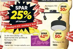 Bilka SPAR 25% på lamper tilbud