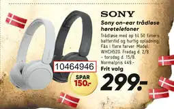 Bilka Sony on-ear trådløse høretelefoner tilbud