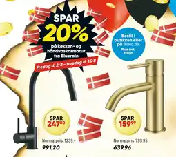 Bilka SPAR 20% på køkken- og håndvaskarmatur fra Bluerain tilbud