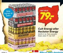 Bilka Cult Energy eller Rockstar Energy tilbud